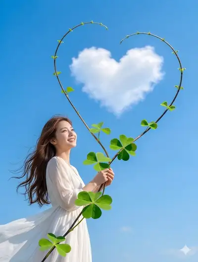 Romantic Four-Leaf Clover Heart Scene