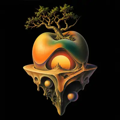Retro airbrush surreal object template, 1980s style