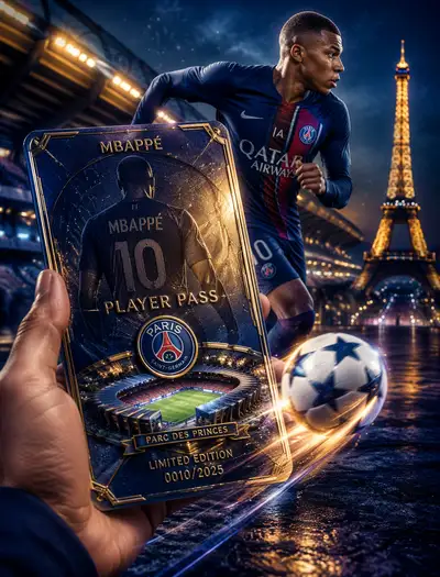 Kylian Mbappe World Cup Pass Poster With Paris Skyline