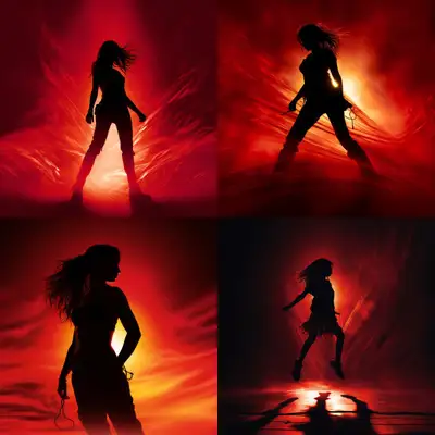 Silhouetted Girl Action Red Light