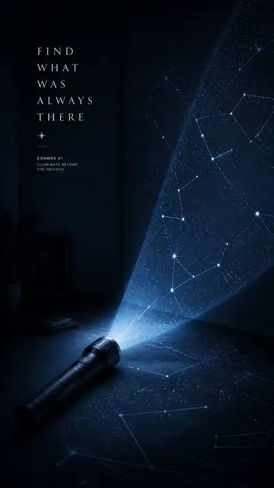 Premium Flashlight Ad Revealing Hidden Constellations