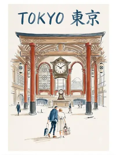 Vintage-Reiseplakat in Aquarell