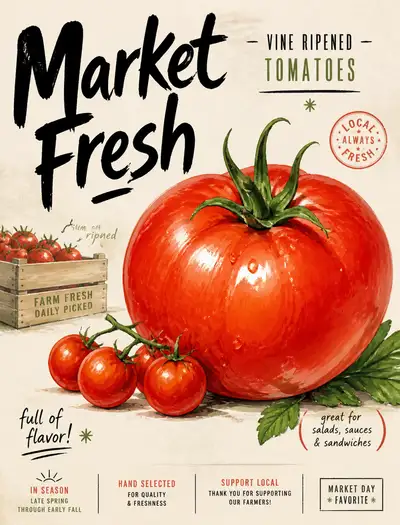 Market-style hand-drawn produce poster system (Chinese)