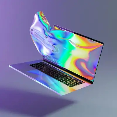 MacBook Pro on Floating Iridescent Glass