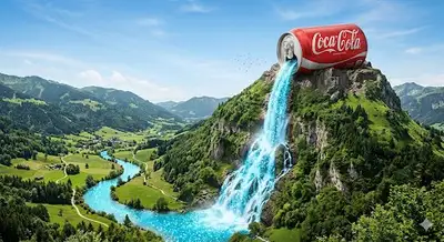 Giant Brand Can Waterfall Mountain