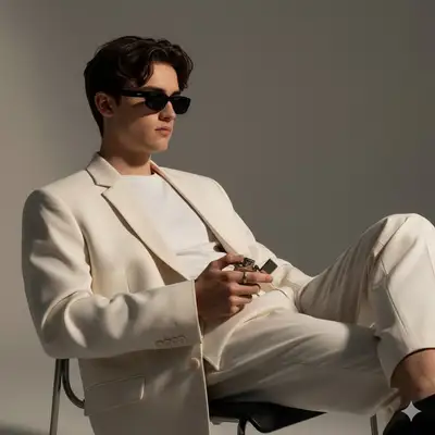 Moody Studio Portrait with Off-White Outfit