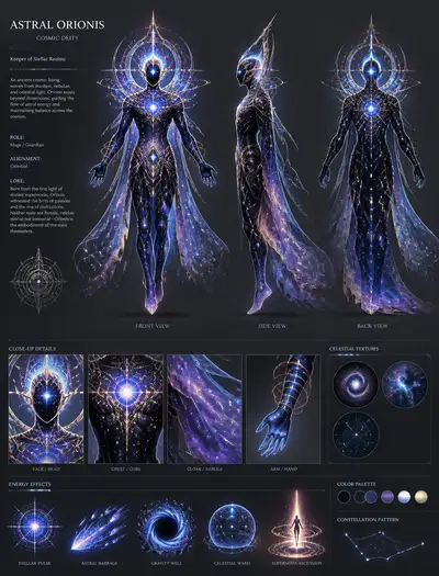 Cosmic Astral Deity character sheet prompt