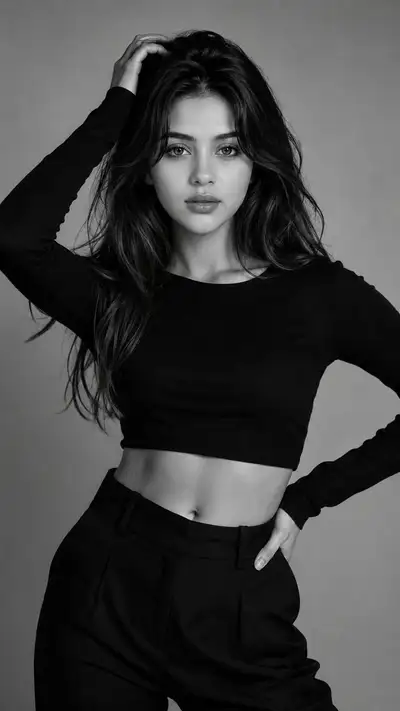 Monochrome High-Fashion Studio Portrait