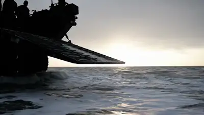 VEO 3 Amphibious Assault Ramp Cinematic Prompt