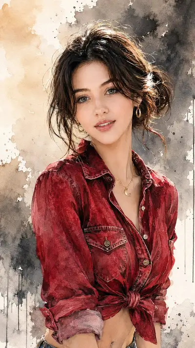 Cinematic Watercolor Fashion Portrait Prompt