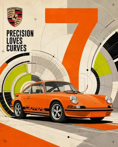 Wirkungsstarke Automobilposter-Vorlage mit kreisförmigem Motiv