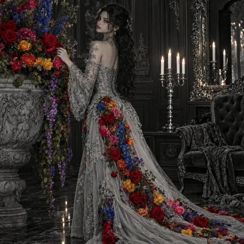 Gothic Roses To Color Selective Color Gothic Fantasy Portrait | Wikiprompt