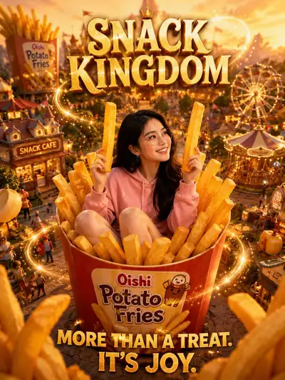 Whimsical Potato Fries Ad 'SNACK KINGDOM'