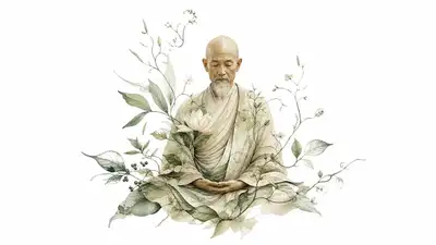 人物与植物叶片花卉在白色背景中融合