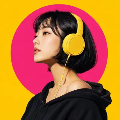Modern Pop-Art Portrait of East Asian Woman