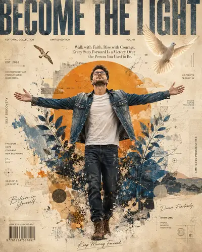 Mixed-Media Editorial Illustration: Become the Light