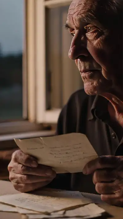 Cinematic portrait of an elderly man at dusk