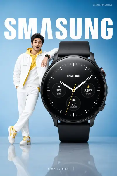 Minimalist oversized smartwatch commercial ad
