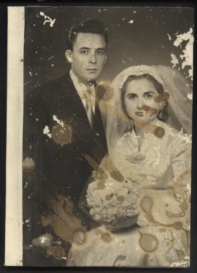 Restore an old black and white wedding photograph
