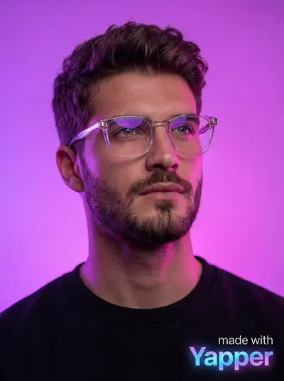 Neon Purple-Pink Glasses Portrait