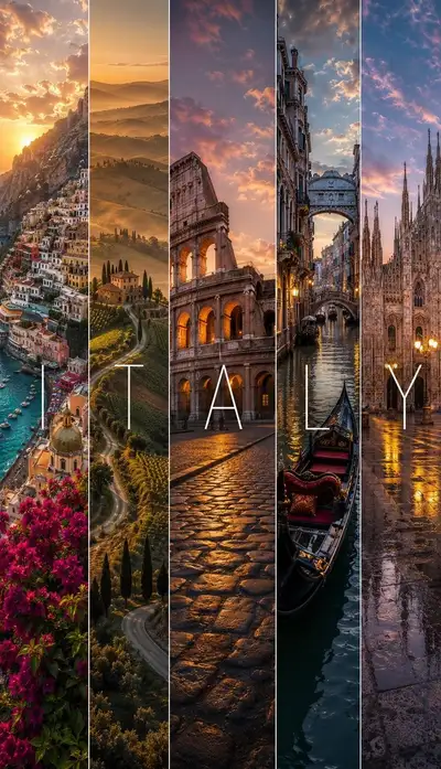 Universal letter-panel cinematic destination travel poster template