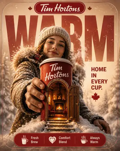 Surreal Coffee Brand Poster Prompt (Starbucks, Costa, Tim Hortons, Dunkin)