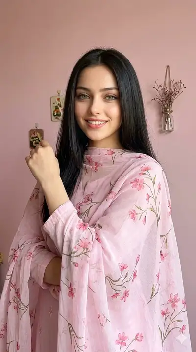 Portrait of Woman in Pink Attire
