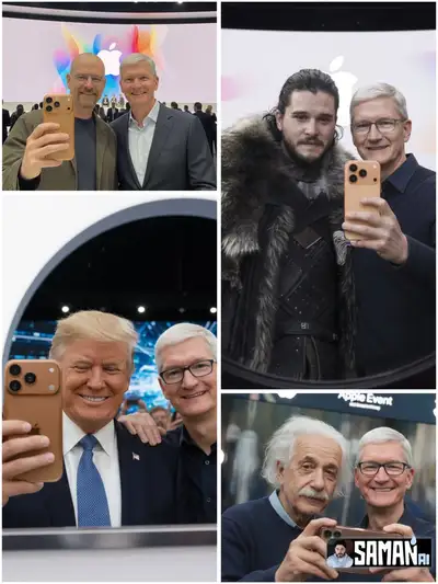 Hyper-Realistic Mirror Selfie at Apple Event