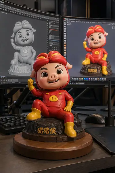 Photorealistic 3D Character Figurine Studio Photo Prompt