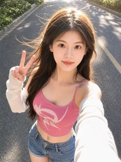 Hyper-realistic outdoor selfie portrait generator