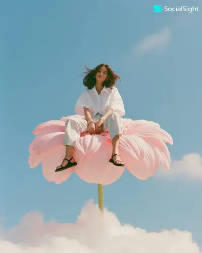 Surreal Fashion Editorial: Model on a Giant Pink Flower