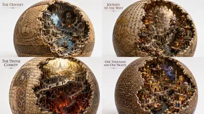 Shader-code style prompt for a fantasy sphere book world