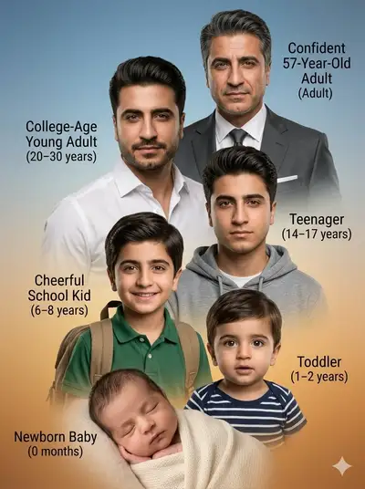 Multi-Age Portrait Progression Composite