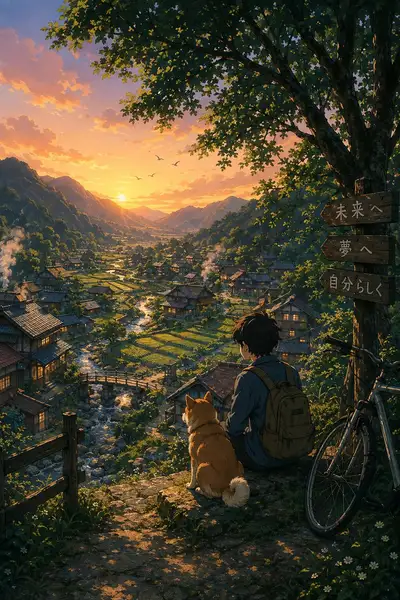 Cinematic Anime Village Homecoming Portrait