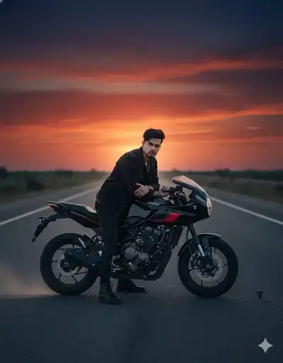 Motorcycle Outlaw Portrait at Dusk