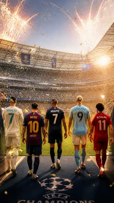 Legendary football stars stadium tunnel entrance illustration