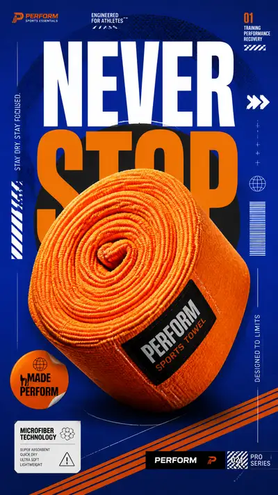 Bright Orange Spiral Towel Sports Advertising Poster