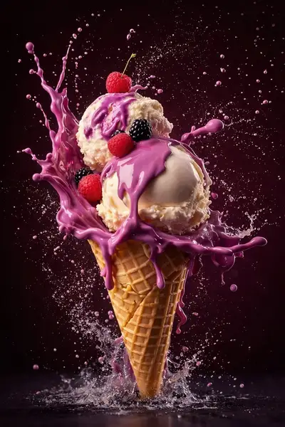Ice Cream, Chocolate Bar and Popsicle Frozen Splash, JSON Prompt