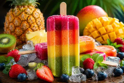 Vibrant Tropical Rainbow Popsicle Food Photography