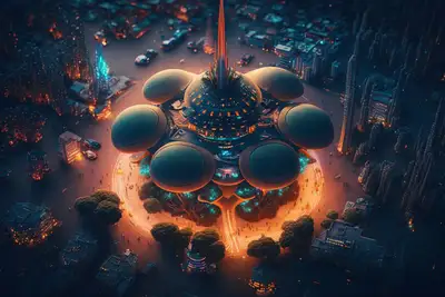 Vasta metrópolis alienígena extraterrestre