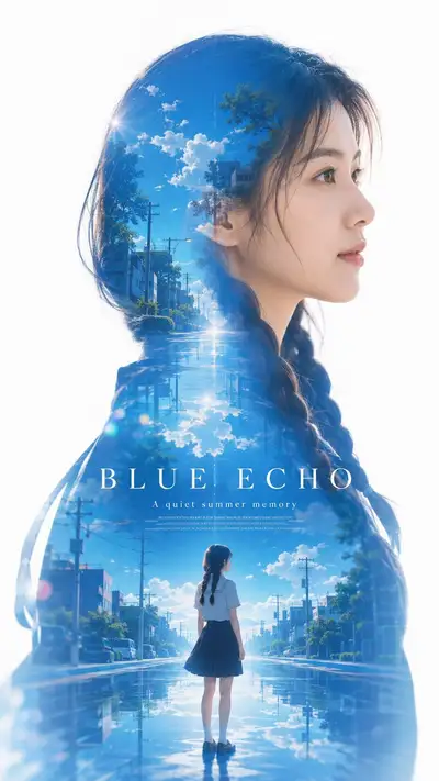 Blue Summer Double-Exposure Movie Poster