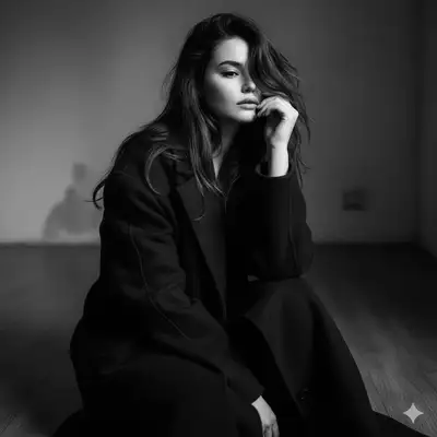 Ultra-realistic black-and-white portrait edit