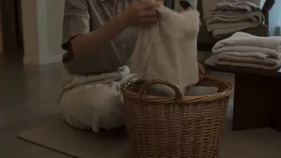 Cozy Laundry Folding Home-Video Vlog (7 Shots)