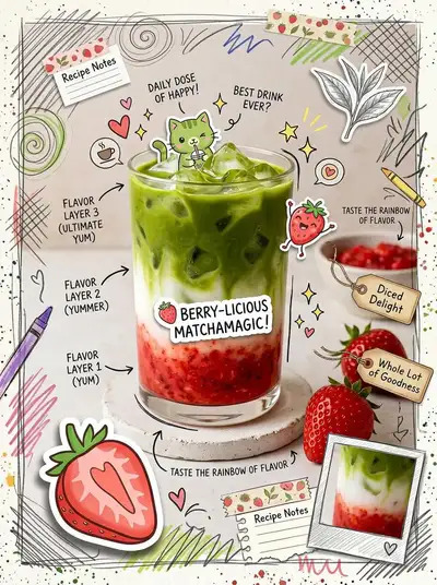Kawaii-Scrapbook-Matcha-Latte-Flatlay-Poster