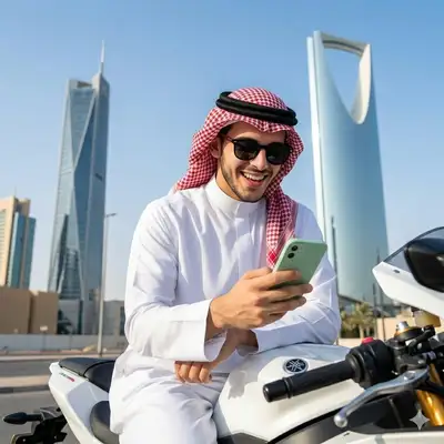 Stylish Saudi Man on Motorcycle