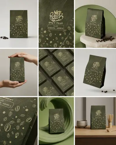 3x3 product storyboard grid mockup for a branding portfolio