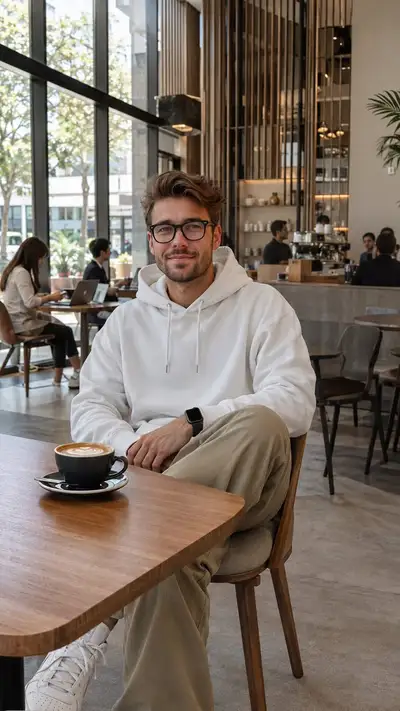 Modern Lifestyle Portrait of a Young Arabian Man in a Café