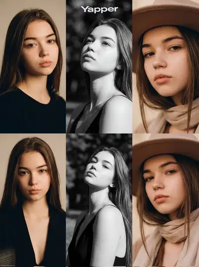 Three-panel Vogue-style editorial portrait grid