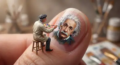 Miniature Artist Painting on Fingernail