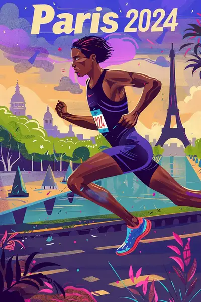 Paris 2024 Olympic Caricature Poster Prompt